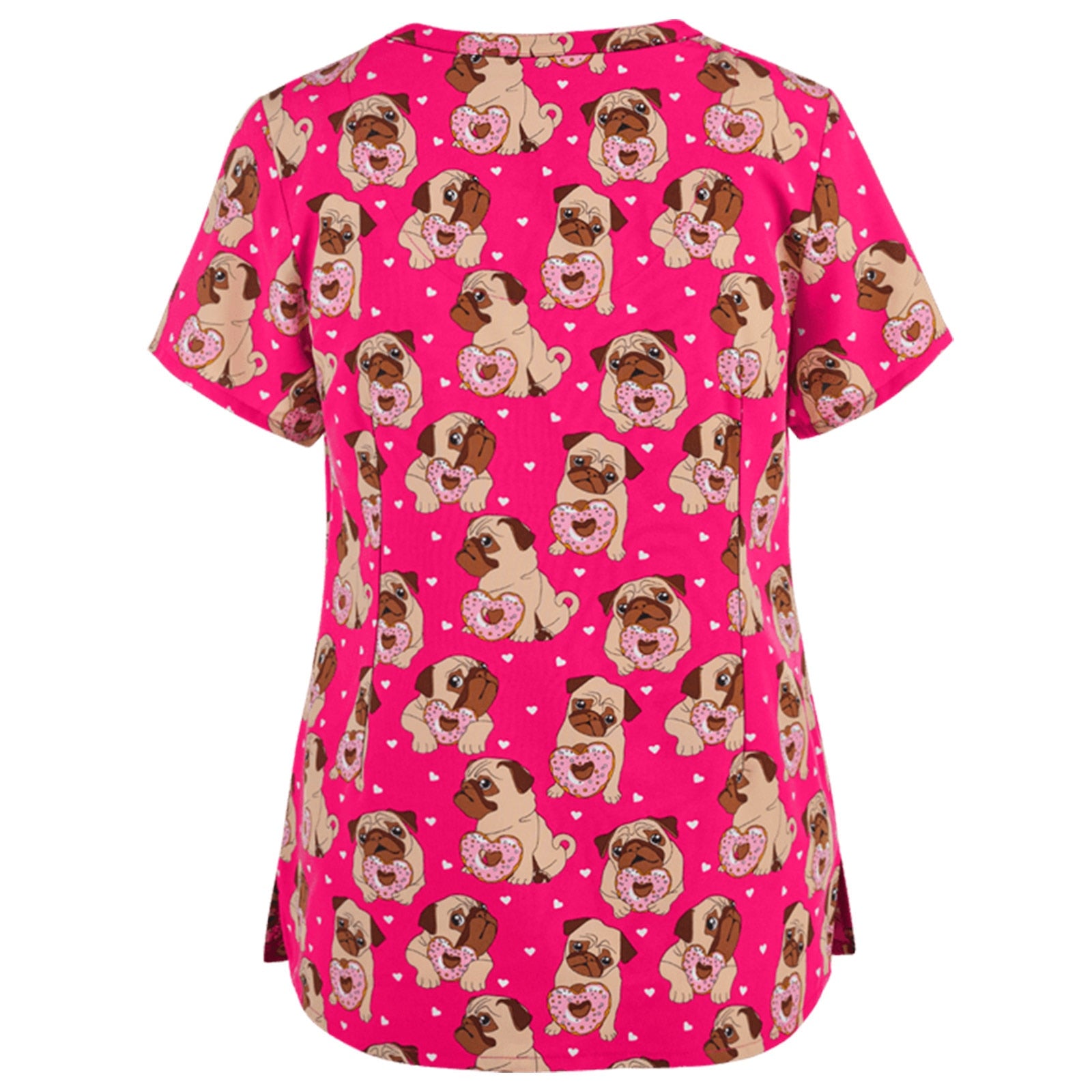 V Neck Scrub Tops Cartoon 2022 Dogs Nurse Uniform