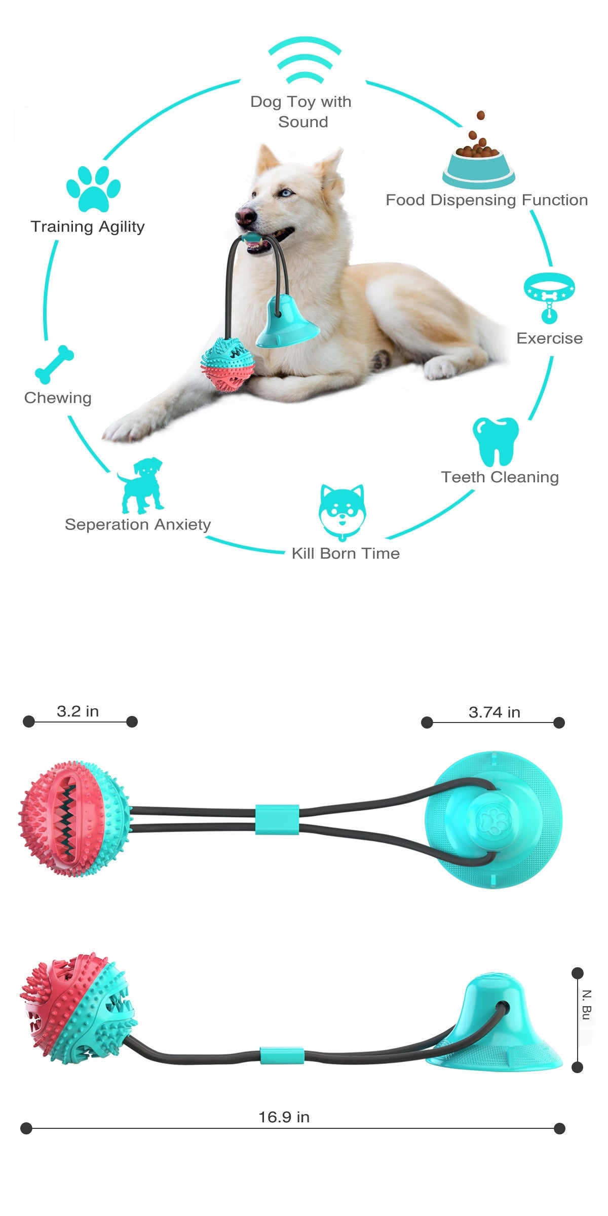 Dog Toys Silicon Suction Cup Tug Interactive Dog Ball Toys slow feeder Pet Chew Bite Tooth Cleaning Toothbrush Dogs Food Toys