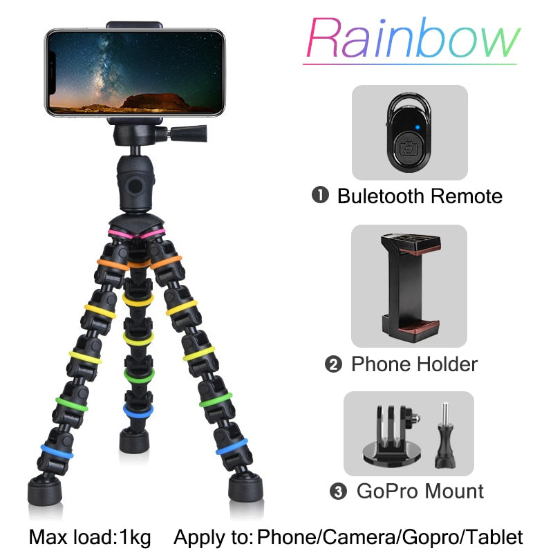 Tripod with Holder Gopro Flexible Mount with Remote for SmartPhone/Camera/Tablet