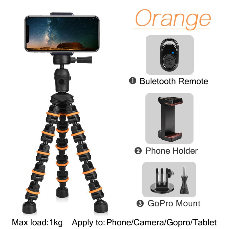 Tripod with Holder Gopro Flexible Mount with Remote for SmartPhone/Camera/Tablet