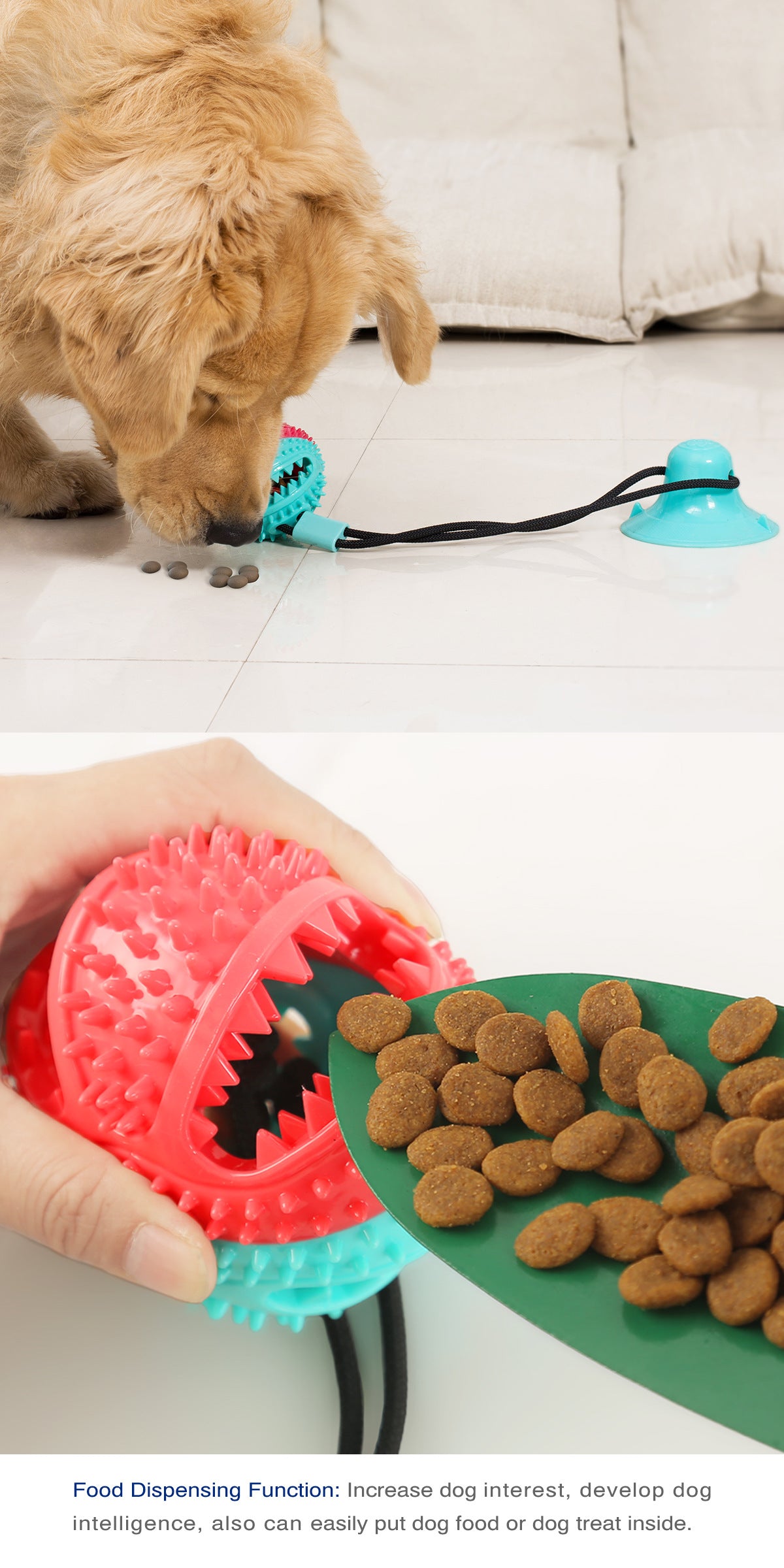 Dog Toys Silicon Suction Cup Tug Interactive Dog Ball Toys slow feeder Pet Chew Bite Tooth Cleaning Toothbrush Dogs Food Toys