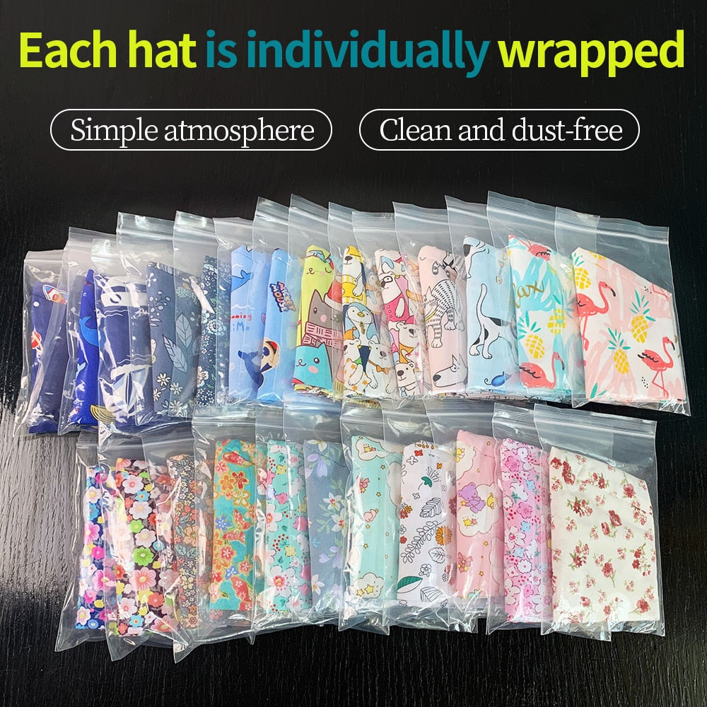 Pet Beauty Scrub Cap Adjustable Elastic Printing Surgical Hats Lab Nurse Cap with Button Medical Uniform Accessories Women Hat