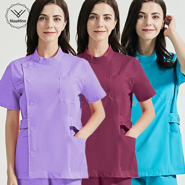 Niaahinn Health Services Scrubs Set Uniforms V-Neck Beauty Salon Work Uniform Women Sets Pet Grooming Institution Scrubs Coat