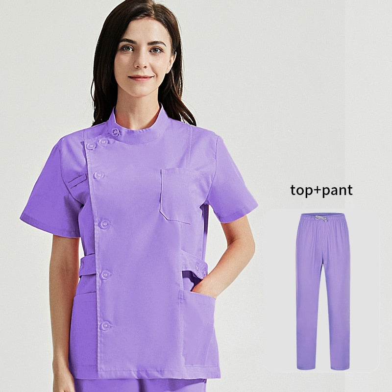 Niaahinn Health Services Scrubs Set Uniforms V-Neck Beauty Salon Work Uniform Women Sets Pet Grooming Institution Scrubs Coat