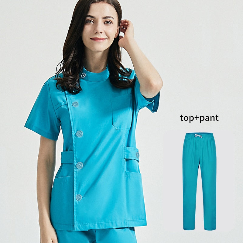 Niaahinn Health Services Scrubs Set Uniforms V-Neck Beauty Salon Work Uniform Women Sets Pet Grooming Institution Scrubs Coat