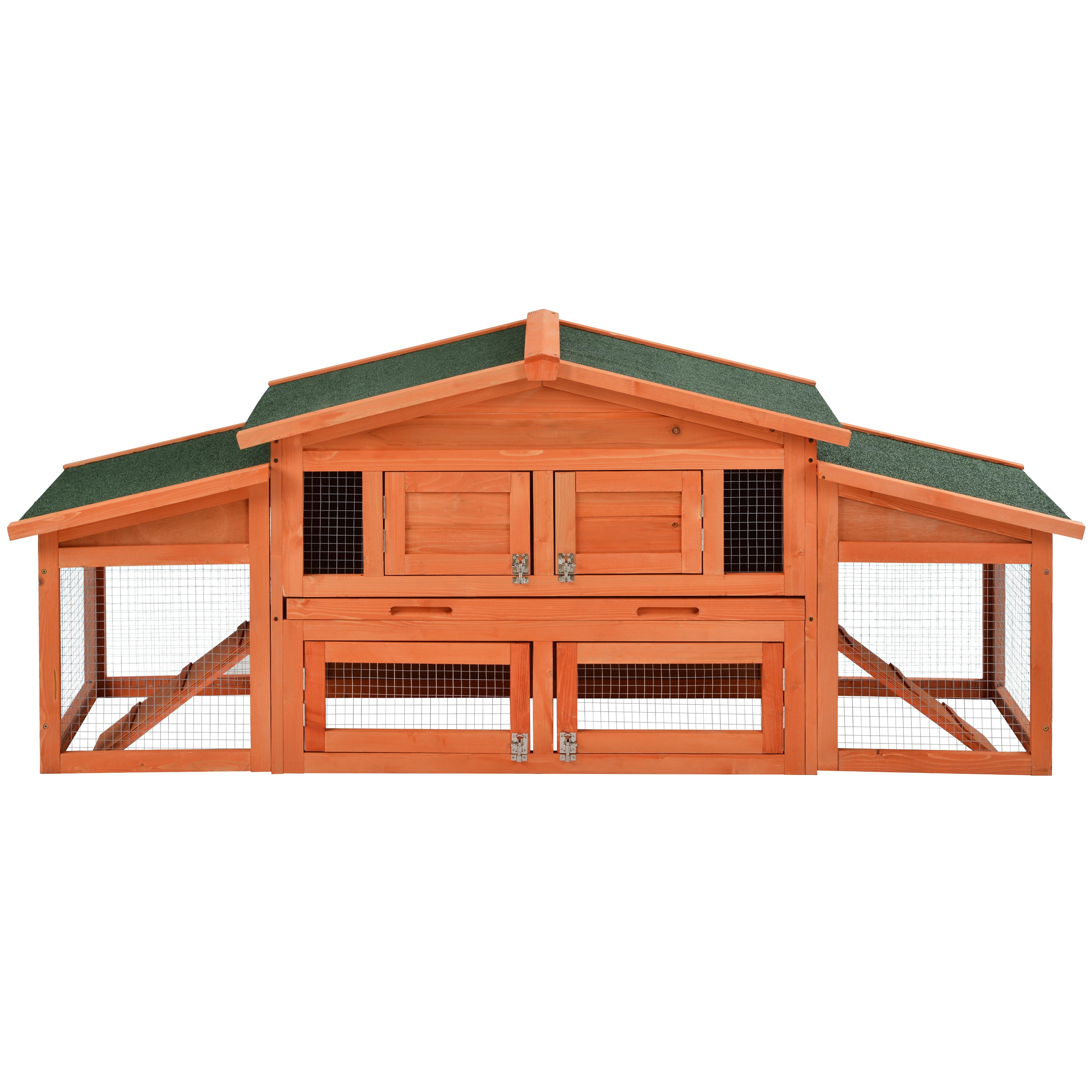 Wooden Chicken/Rabbit Coop 70-Inch Wood with 2 Run & Play Areas