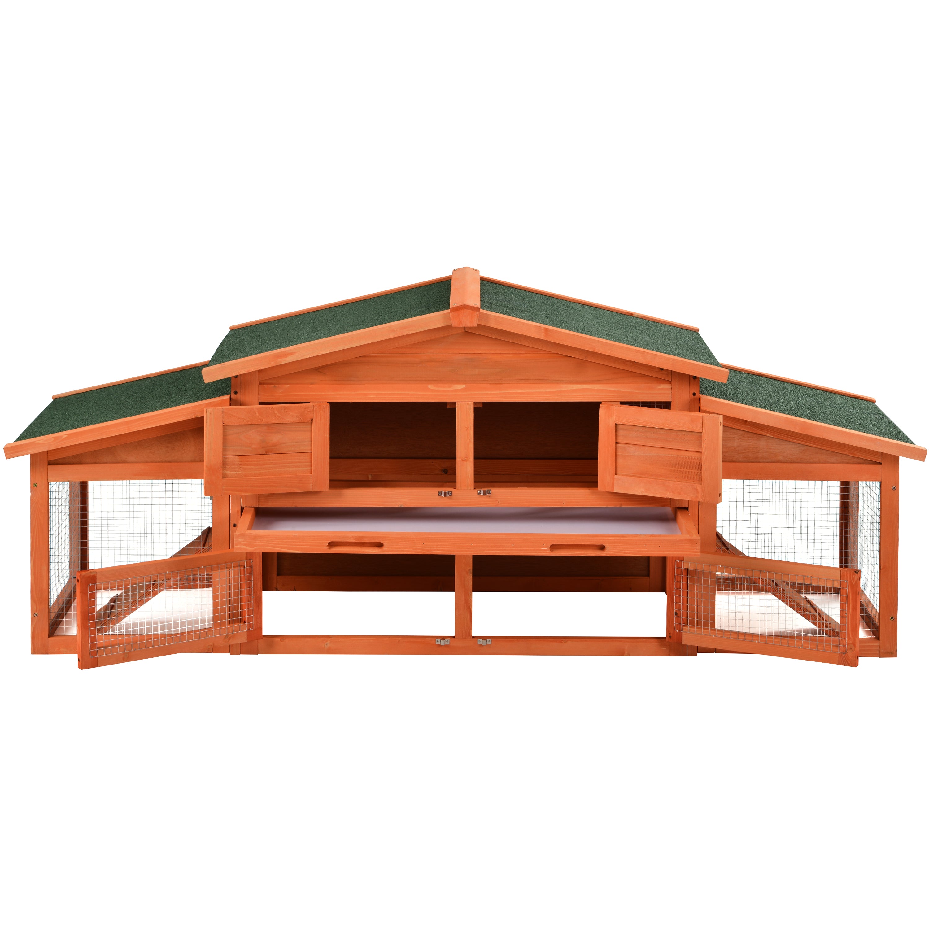 Wooden Chicken/Rabbit Coop 70-Inch Wood with 2 Run & Play Areas