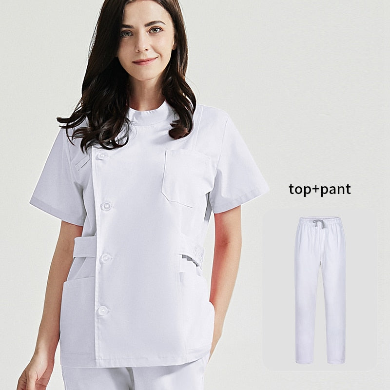 Niaahinn Health Services Scrubs Set Uniforms V-Neck Beauty Salon Work Uniform Women Sets Pet Grooming Institution Scrubs Coat