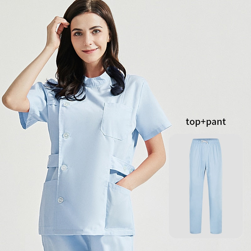 Niaahinn Health Services Scrubs Set Uniforms V-Neck Beauty Salon Work Uniform Women Sets Pet Grooming Institution Scrubs Coat