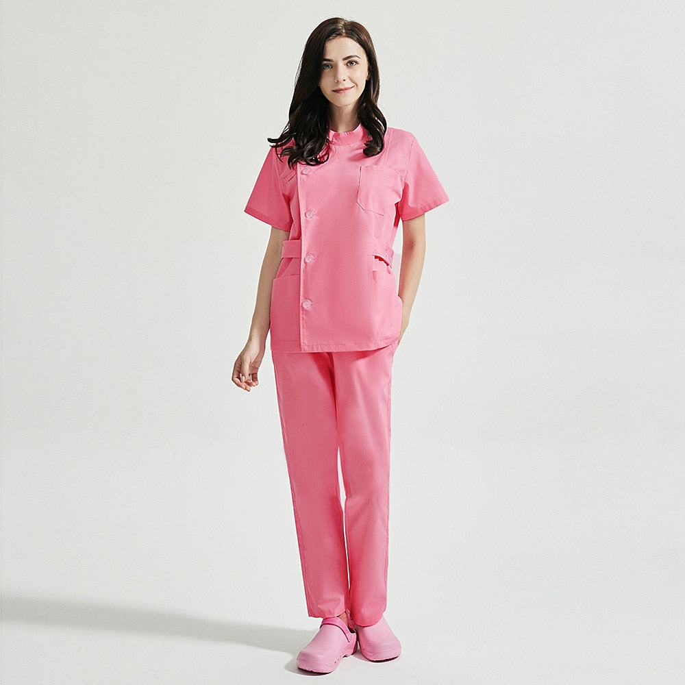 Niaahinn Health Services Scrubs Set Uniforms V-Neck Beauty Salon Work Uniform Women Sets Pet Grooming Institution Scrubs Coat