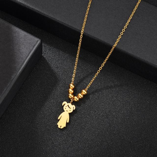 Stainless Steel Boy Girl Kids Pendant Necklace