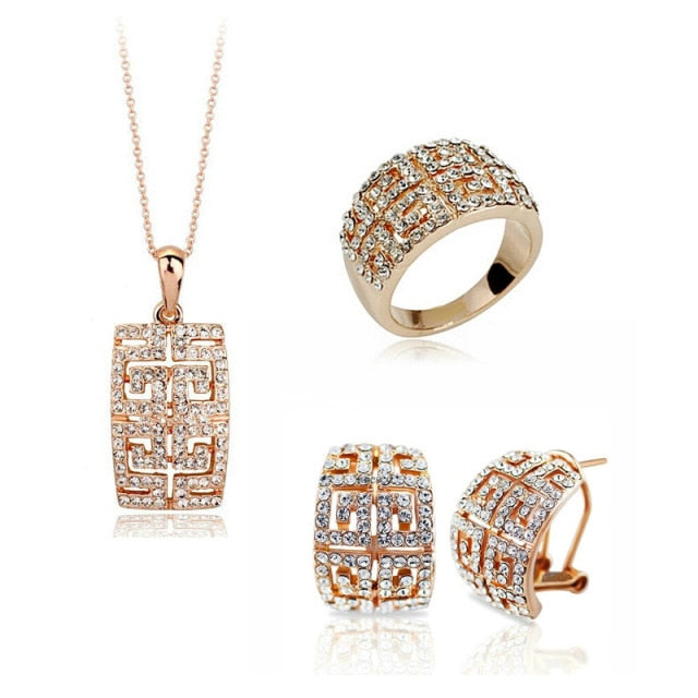 Hot Sale gold-color Austria Crystal Jewelry Set