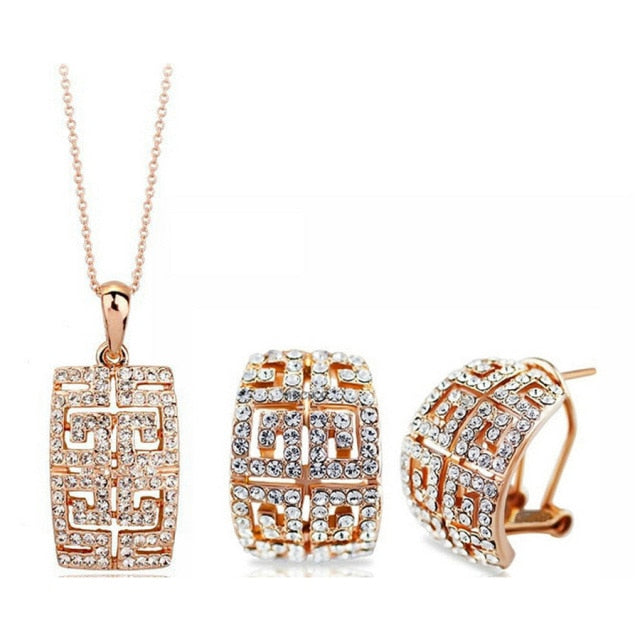 Hot Sale gold-color Austria Crystal Jewelry Set