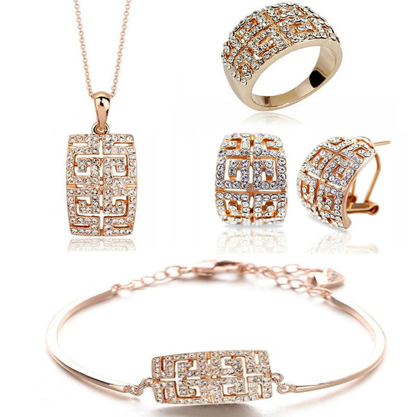 Hot Sale gold-color Austria Crystal Jewelry Set