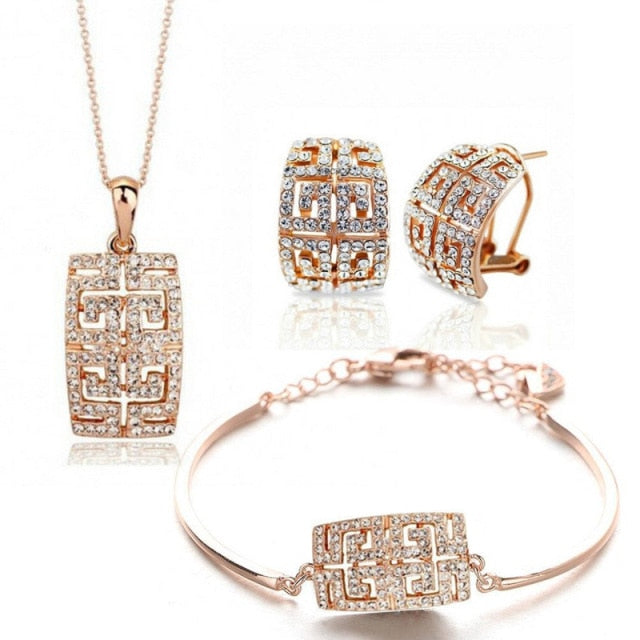 Hot Sale gold-color Austria Crystal Jewelry Set