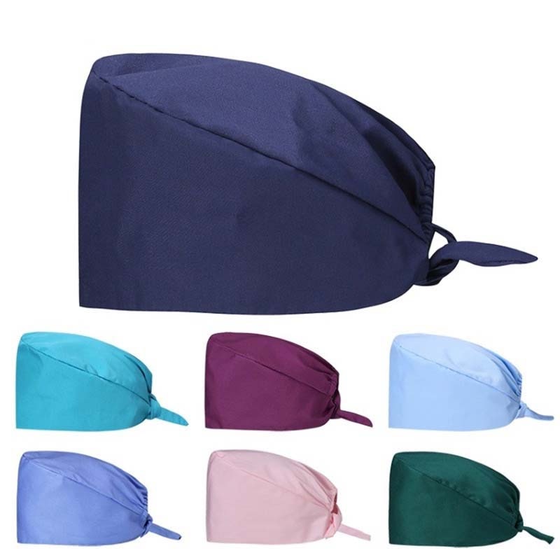 Solide Color Scrub Nurse Hat Adjustable