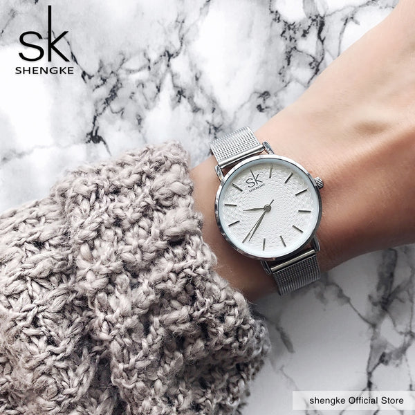 SK Super Slim Sliver Mesh Stainless Steel Watche