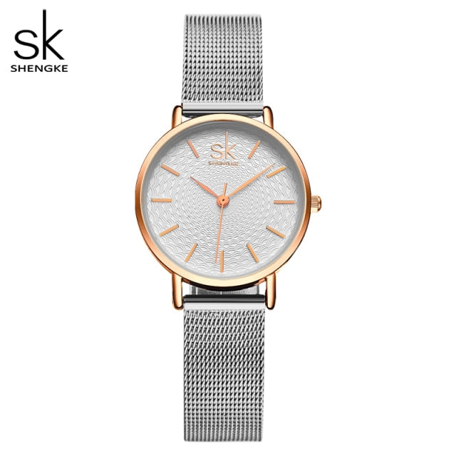 SK Super Slim Sliver Mesh Stainless Steel Watche