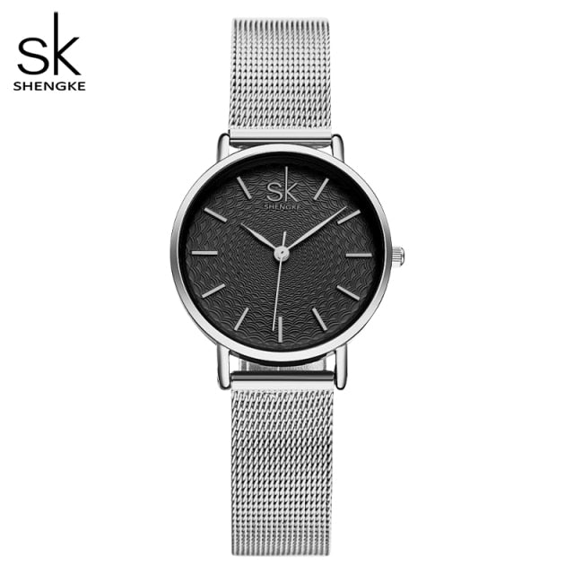 SK Super Slim Sliver Mesh Stainless Steel Watche