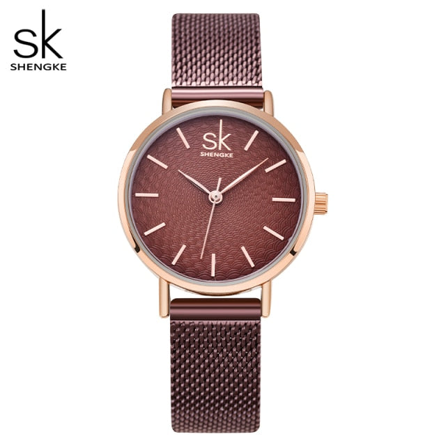 SK Super Slim Sliver Mesh Stainless Steel Watche