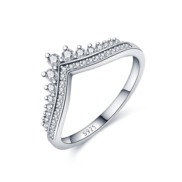 Hot Sale Sterling Silver Princess Tiara Crown Ring