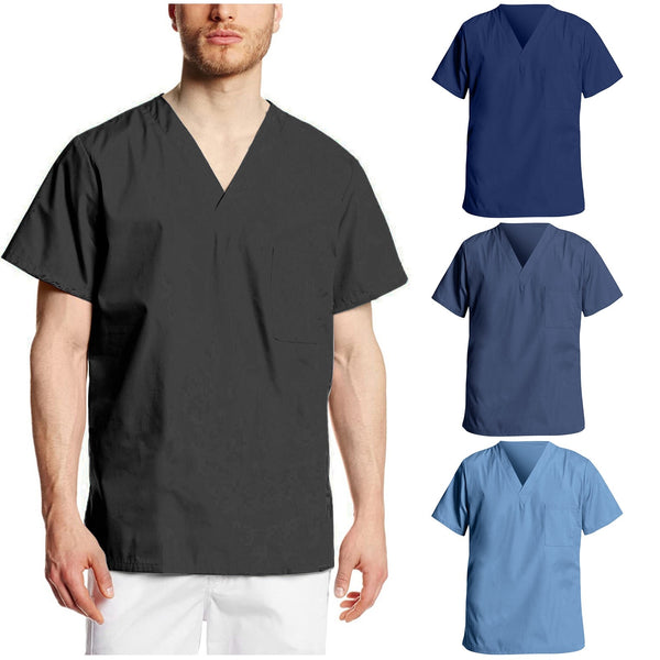 Nursing Uniform Solid Color Short Sleeve V-Neck