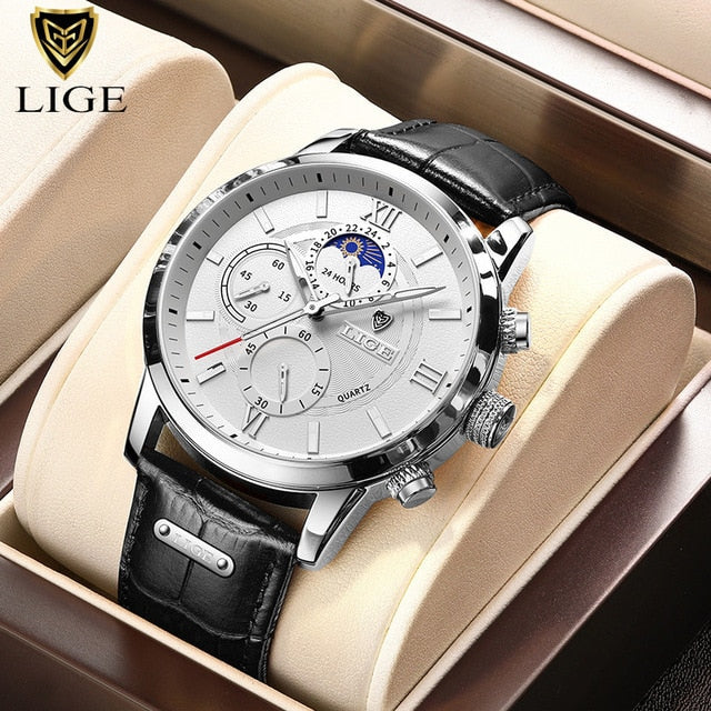 Mens Watches LIGE Top Brand Luxury Leather