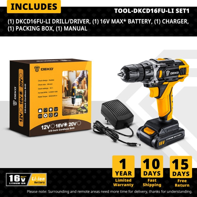 DEKO DKCD Series Compact Cordless Drill