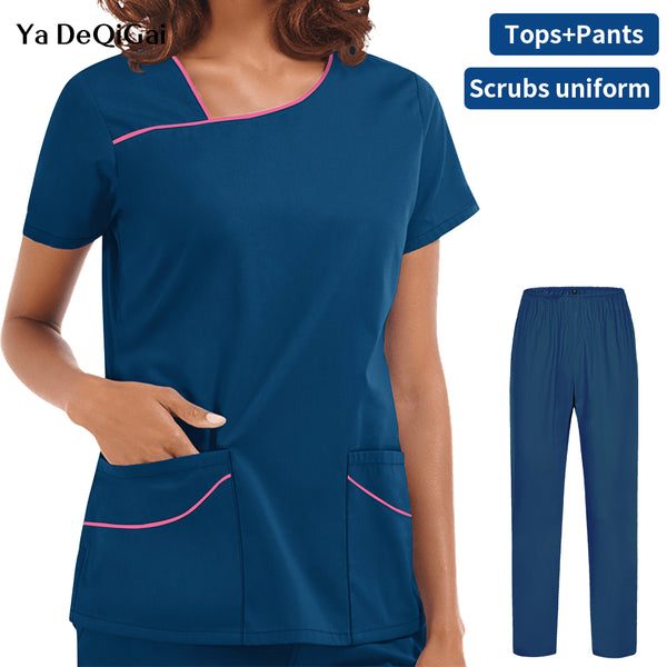 High Quality Hospital Nurse Workwear Pet Clinic Medical Uniform Scrubs Women Uniform Dentistry Tops+pants Scrub Work Clothes New