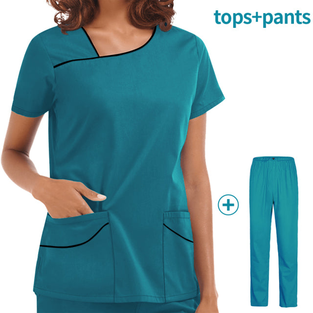 High Quality Hospital Nurse Workwear Pet Clinic Medical Uniform Scrubs Women Uniform Dentistry Tops+pants Scrub Work Clothes New