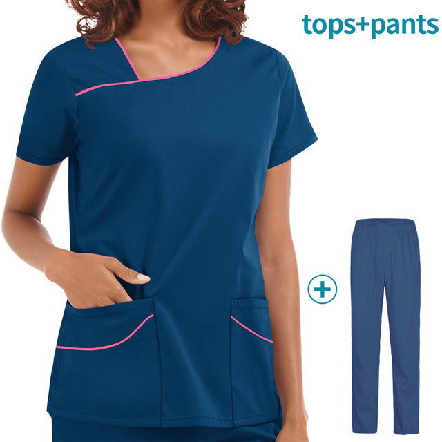 High Quality Hospital Nurse Workwear Pet Clinic Medical Uniform Scrubs Women Uniform Dentistry Tops+pants Scrub Work Clothes New