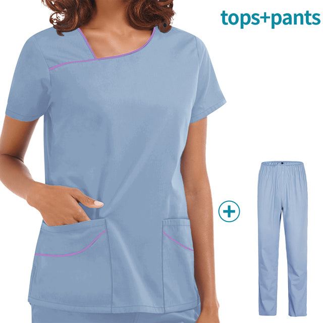 High Quality Hospital Nurse Workwear Pet Clinic Medical Uniform Scrubs Women Uniform Dentistry Tops+pants Scrub Work Clothes New