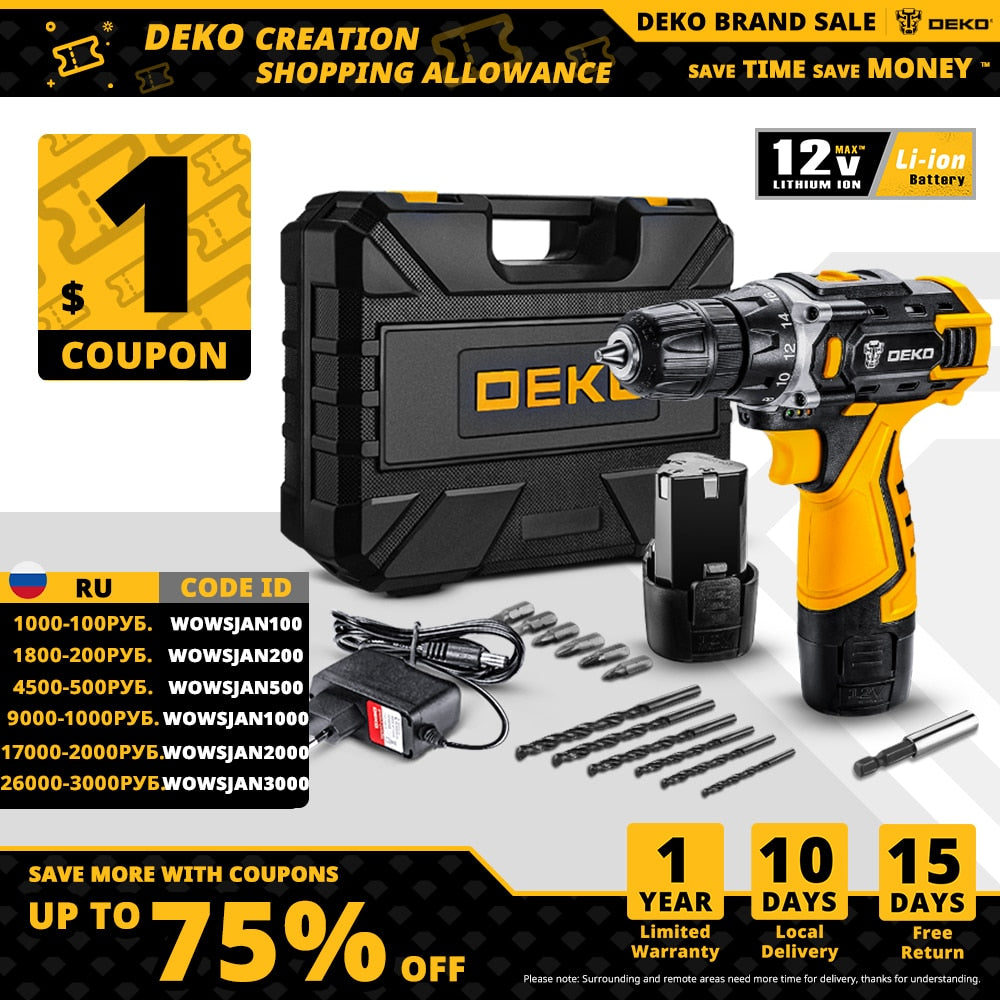 DEKO DKCD Series Compact Cordless Drill