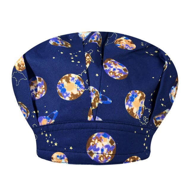 Cartoon Print Long Hair Scrubs hats