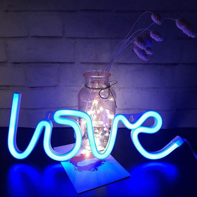 LED Neon Lights Love Shape Night Light Sign Lamp